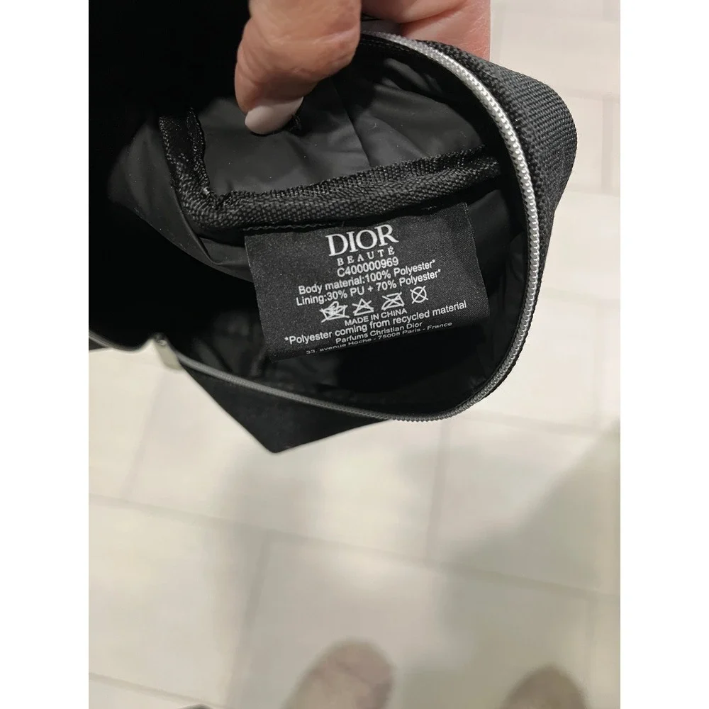 Dior Beaute Black Cosmetic Pouch Silver Hardware CD Logo Makeup Bag C400000969
